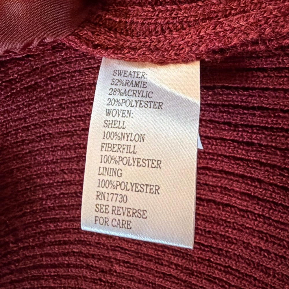 Vintage Mossimo Burgundy Puffer Sweater Jacket - Size S - Picture 8 of 11